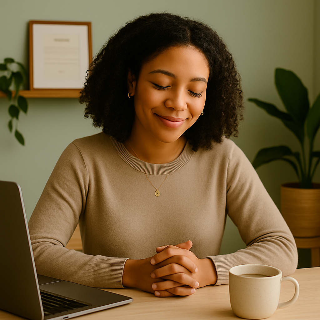 Typographic poster reflecting Root & Reach’s brand values: calm clarity, respectful communication, and intentional support for solopreneurs.